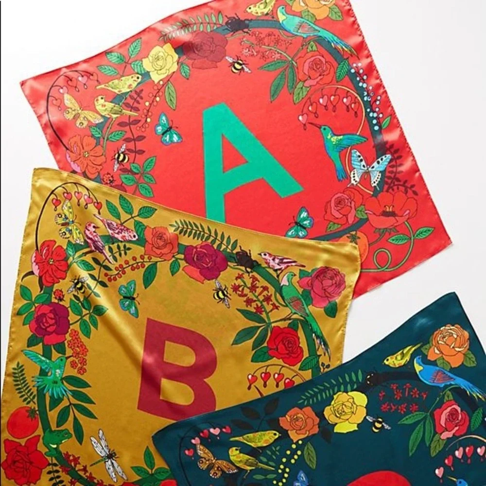 Anthropologie Silk Monogram Scarf